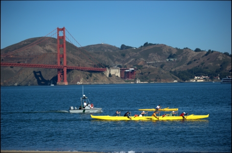Canoe with a view of Golden Gate Bridge from Chrissy Field